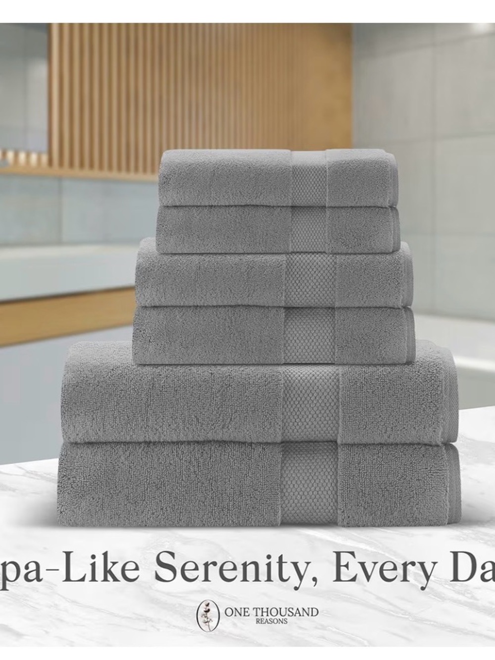 Gray Cotton Towel Set - 6 Piece - Picture 2 of 4